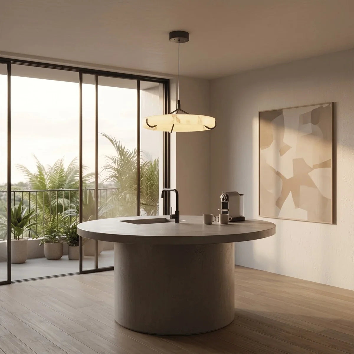 Modern Alabaster Ring Chandelier – Alabaster detail 15
