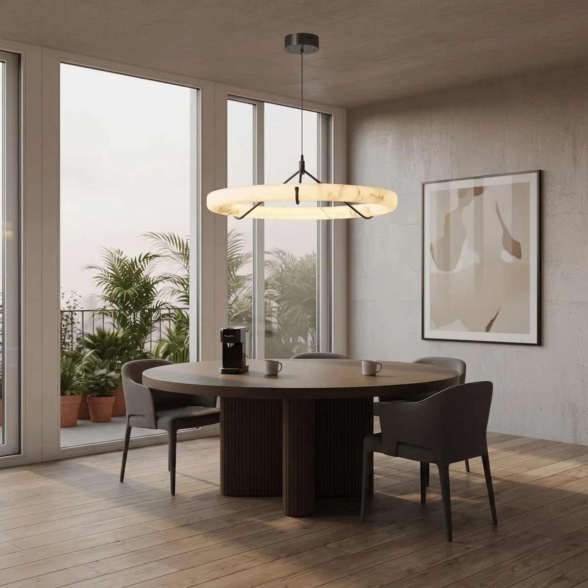 Modern Alabaster Ring Chandelier – Alabaster detail 16