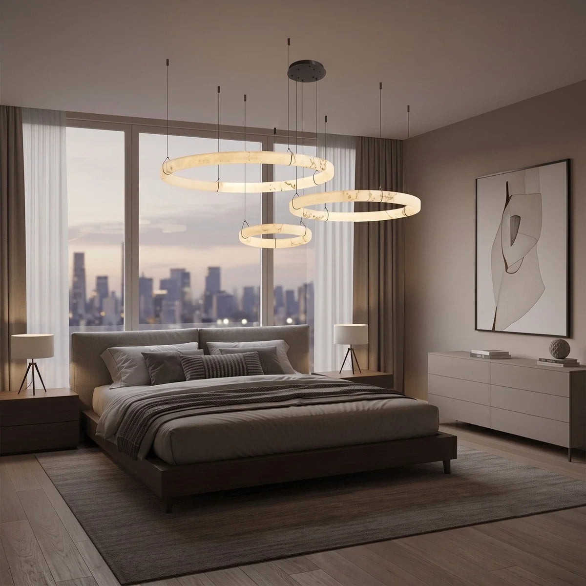 Modern Alabaster Ring Chandelier – Alabaster detail 17