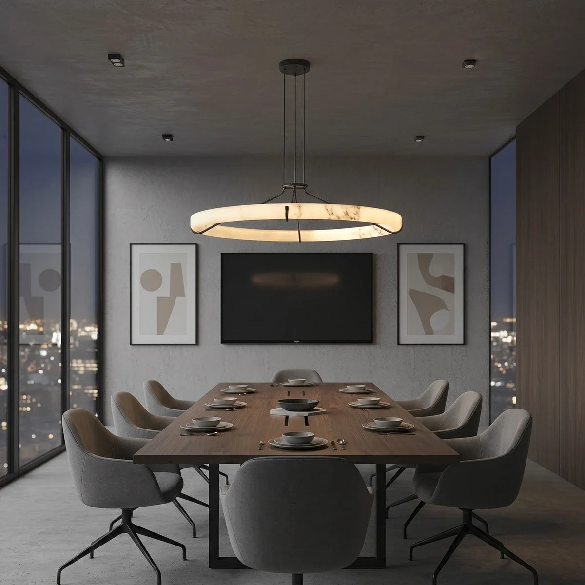 Modern Alabaster Ring Chandelier – Alabaster detail 19