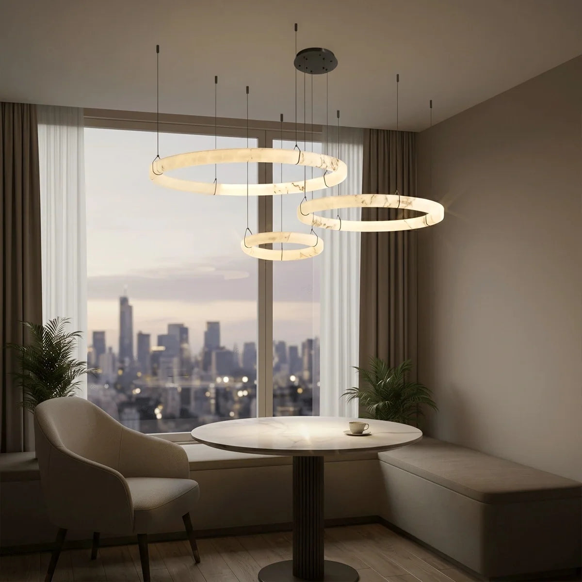 Modern Alabaster Ring Chandelier – Alabaster detail 3