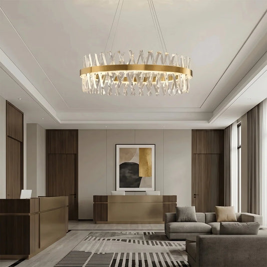 Modern Crystal Prism Round Chandelier