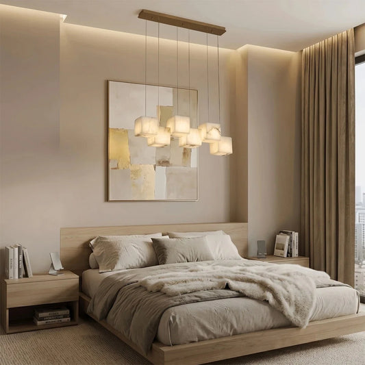 Modern Cubic Alabaster Pendant Light