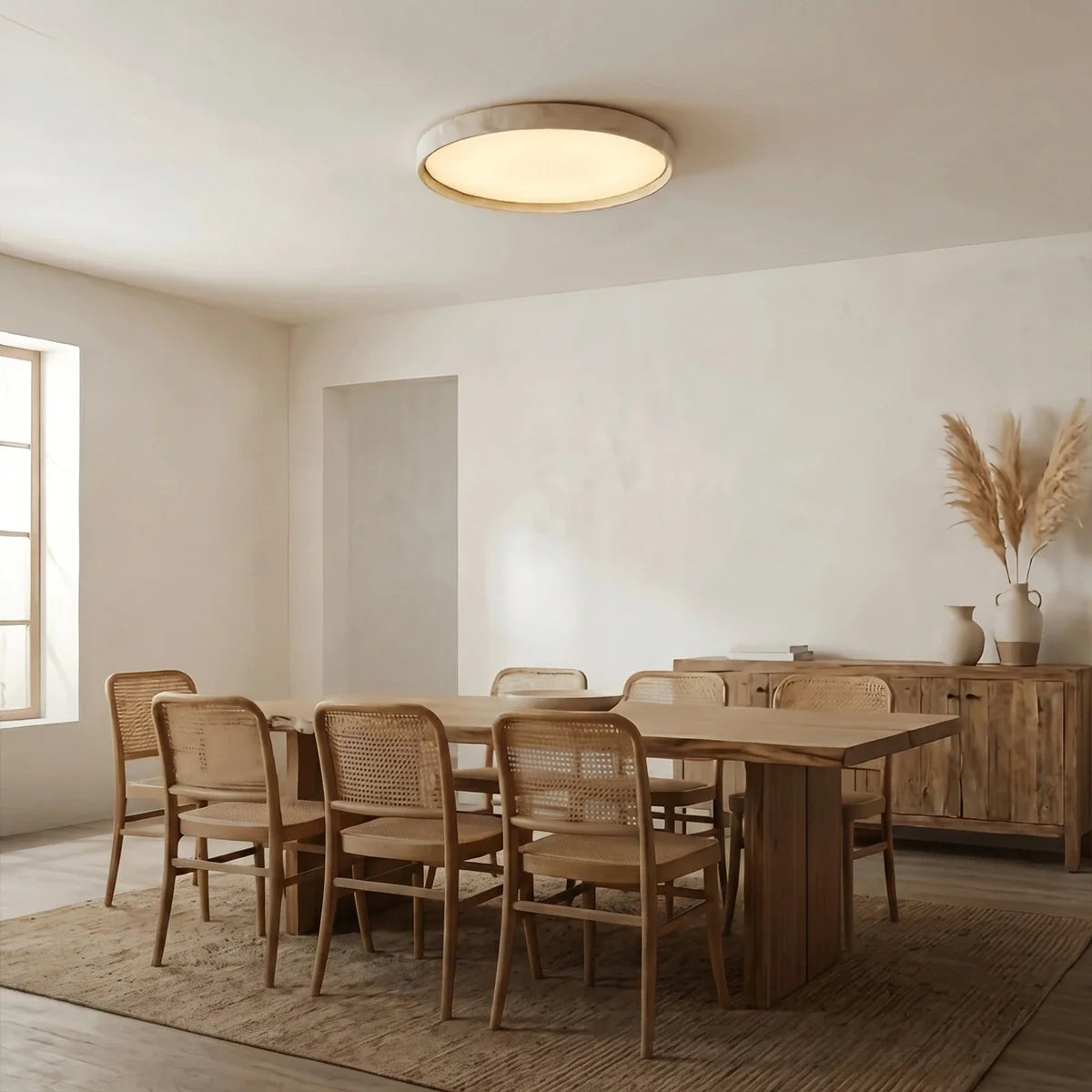 Modern Minimalist Round Travertine Ceiling Light – Travertine detail 11