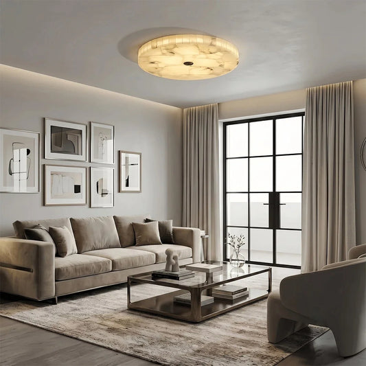 Modern Round Alabaster LED Ceiling Light