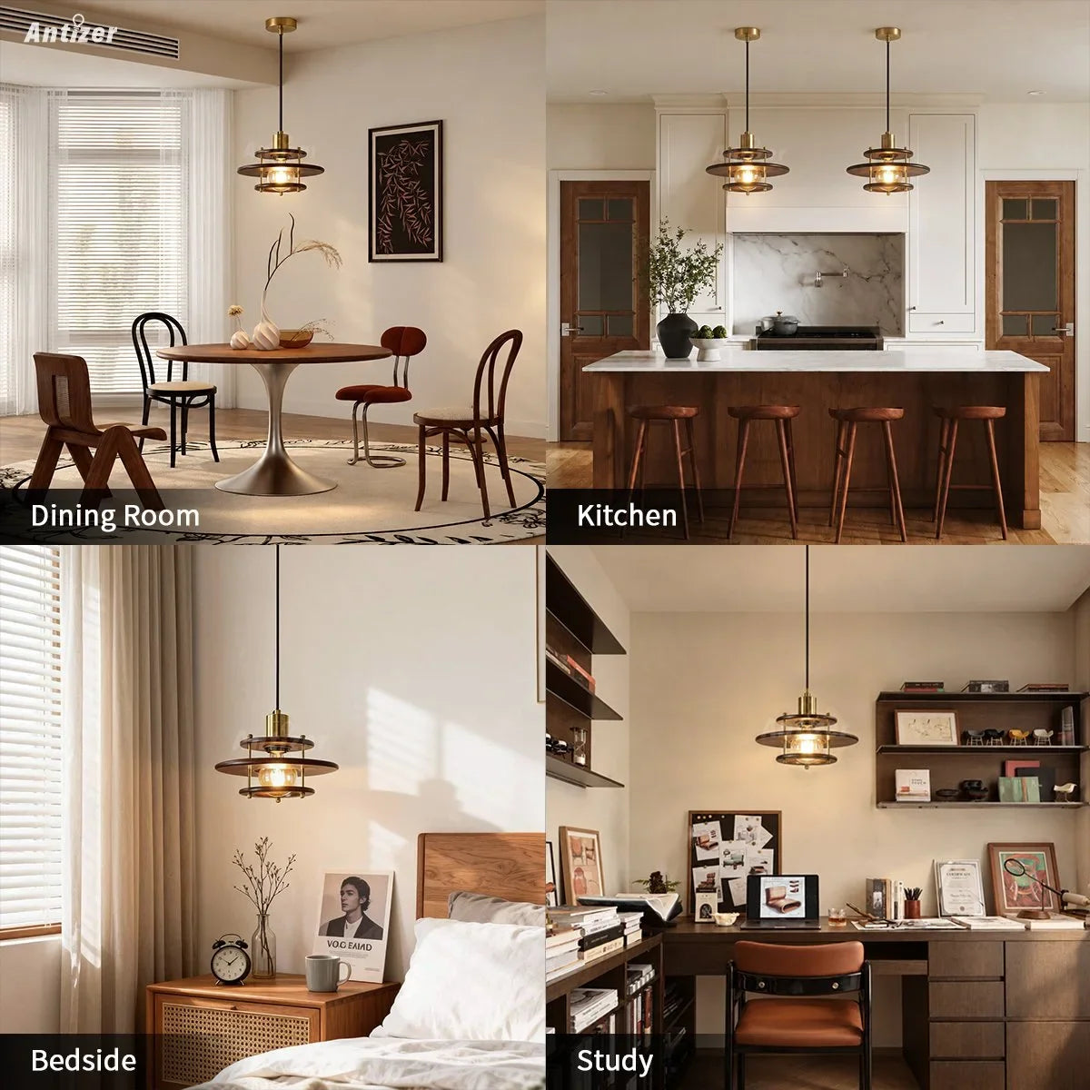 Tiered Walnut Wood Pendant Light – Walnut detail 5