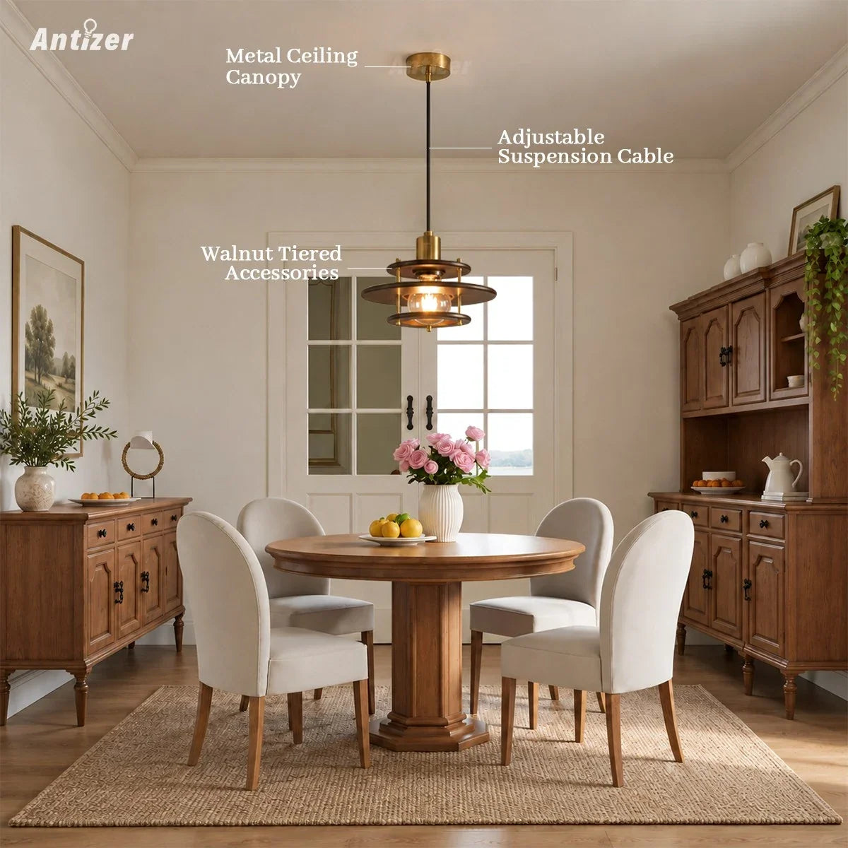 Tiered Walnut Wood Pendant Light – Walnut detail 8