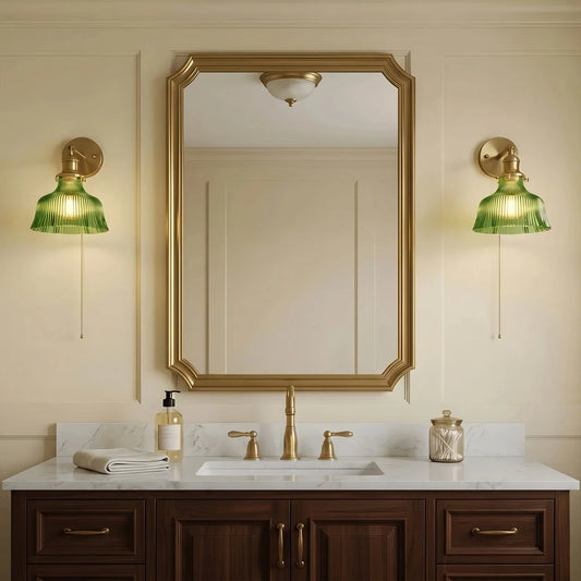 Vintage Glass Brass Wall Lamp
