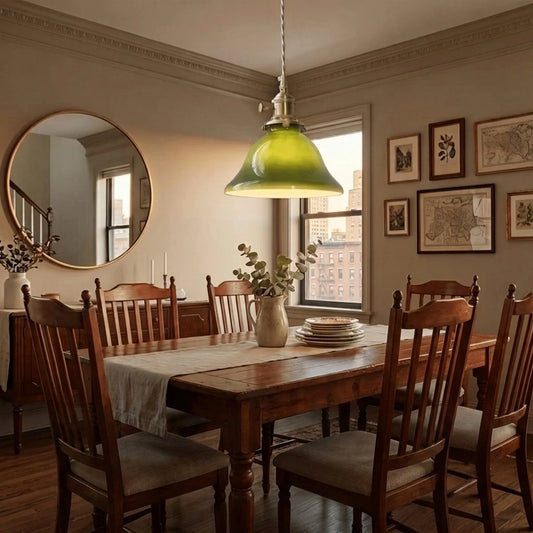 Vintage Green Glass Pendant Light