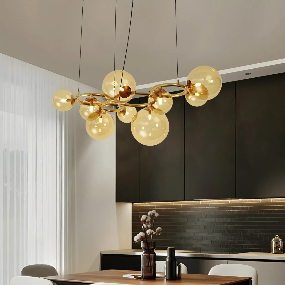 Luxurious Single-Tone Glass Spheres Chandelier – Glass detail 32