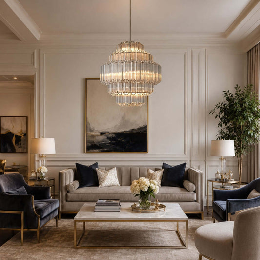 Tiered Clear Glass Prisms Chandelier