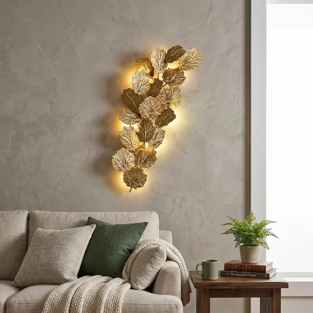 Forest Canopy Brass Leaf Wall Sconce – Brass detail 6