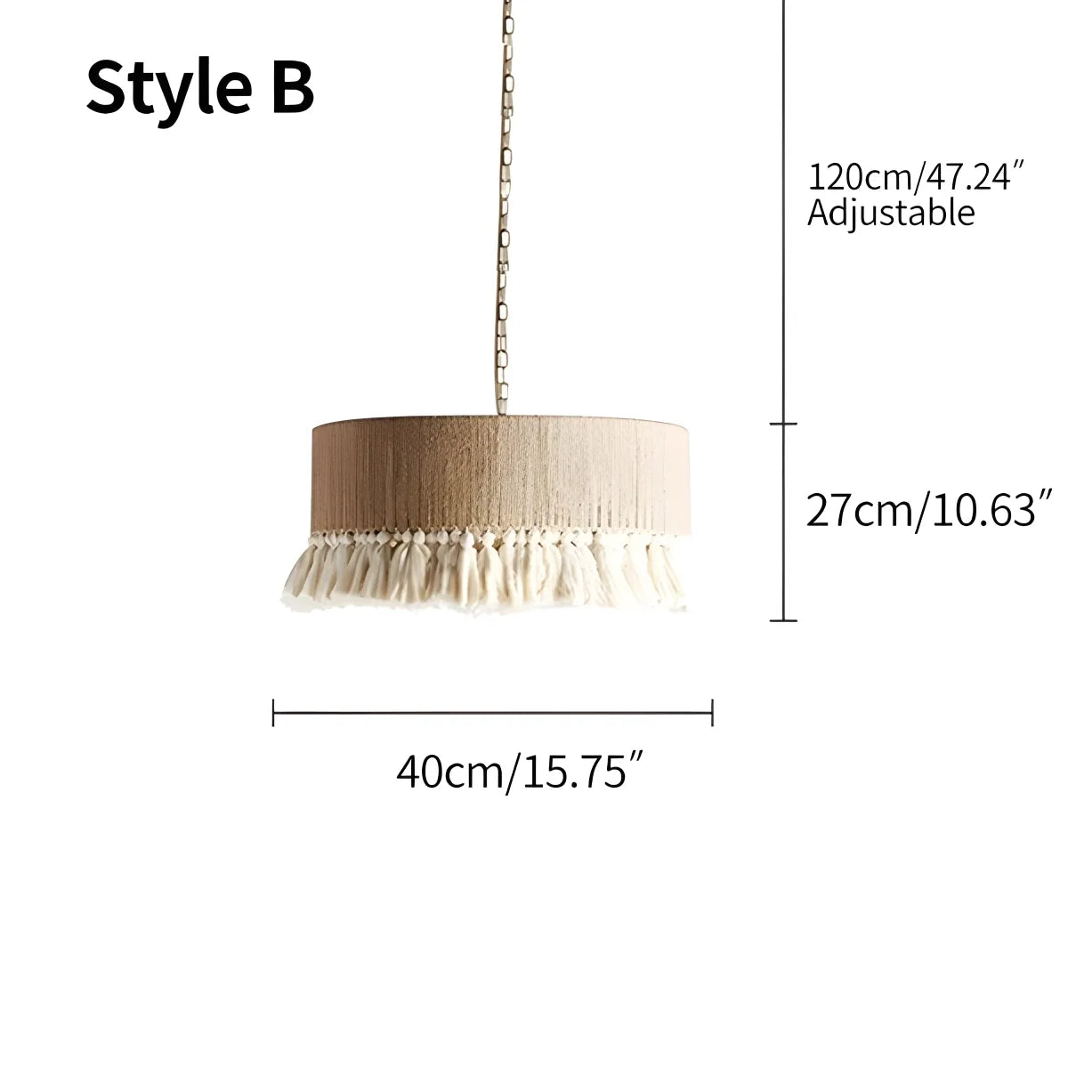 Boho Vintage Twine Fringe Pendant Light – detail 13