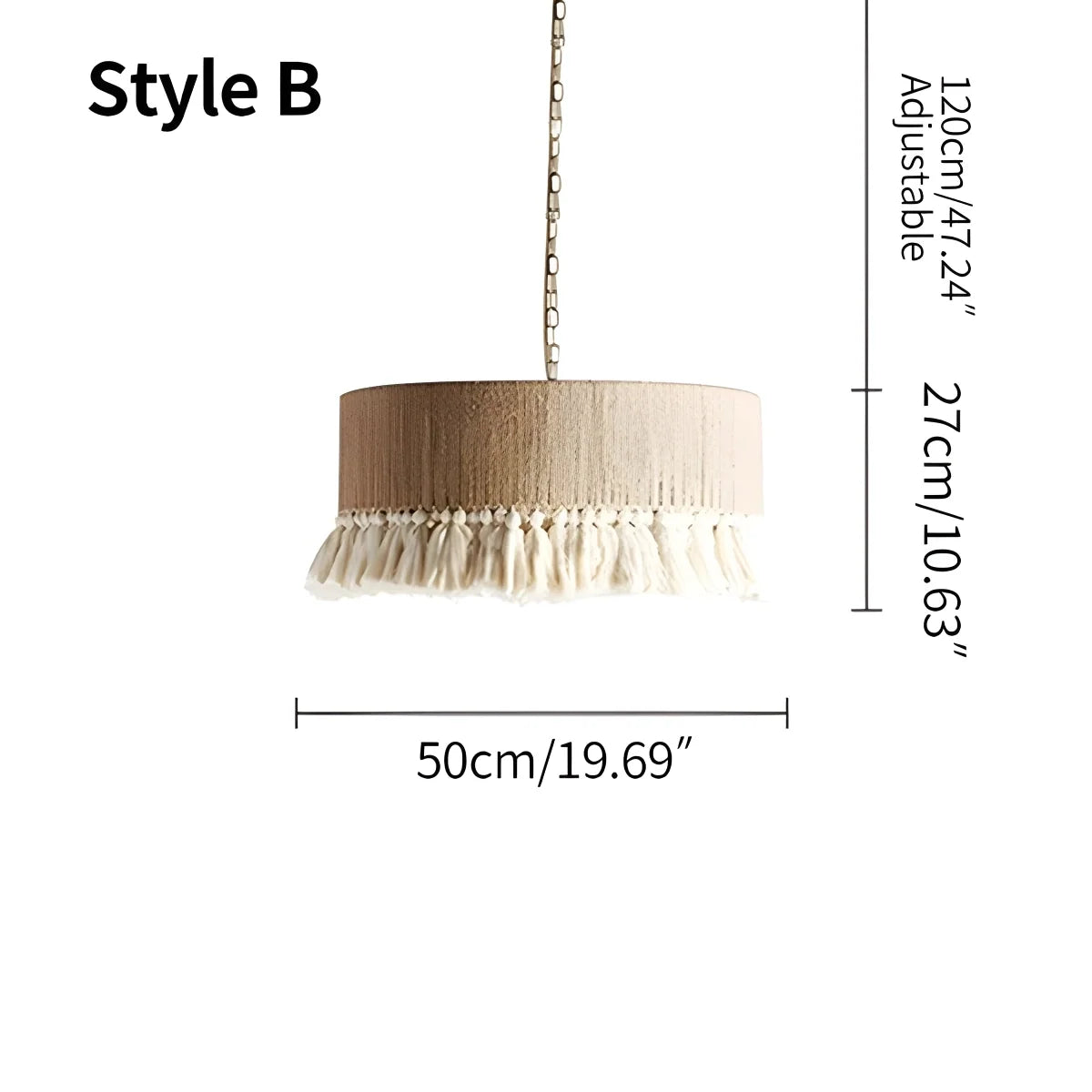 Boho Vintage Twine Fringe Pendant Light – detail 14