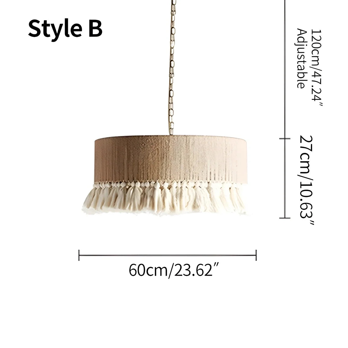 Boho Vintage Twine Fringe Pendant Light – detail 15