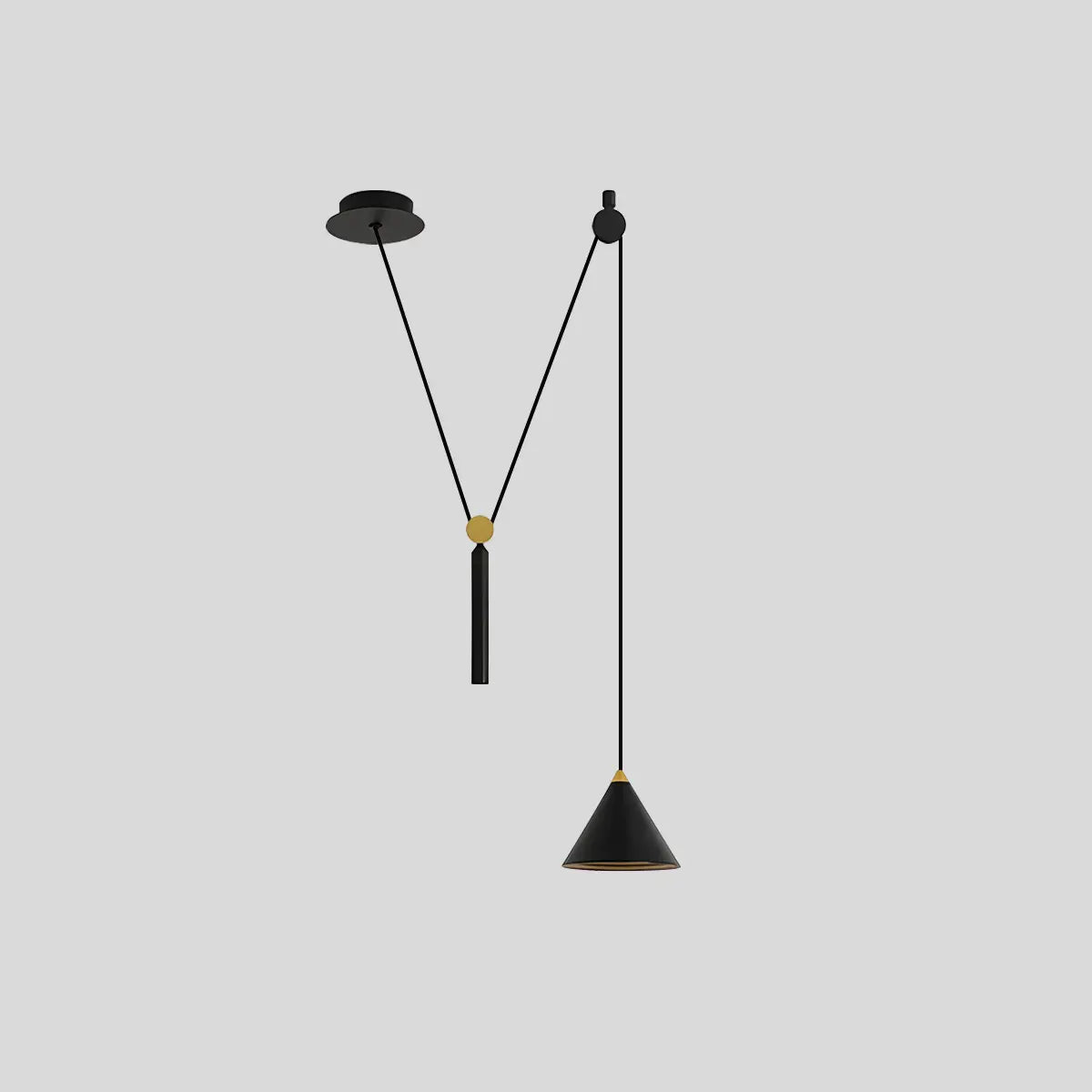 Cone Counterweight Pulley Swag Pendant Lamp – detail 3