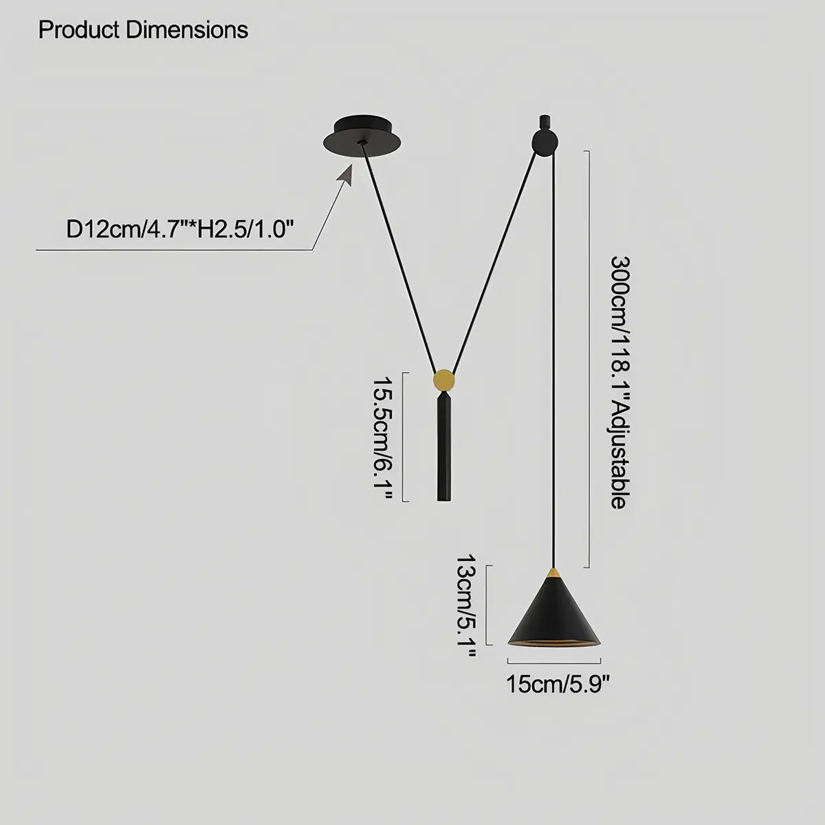 Cone Counterweight Pulley Swag Pendant Lamp – detail 4
