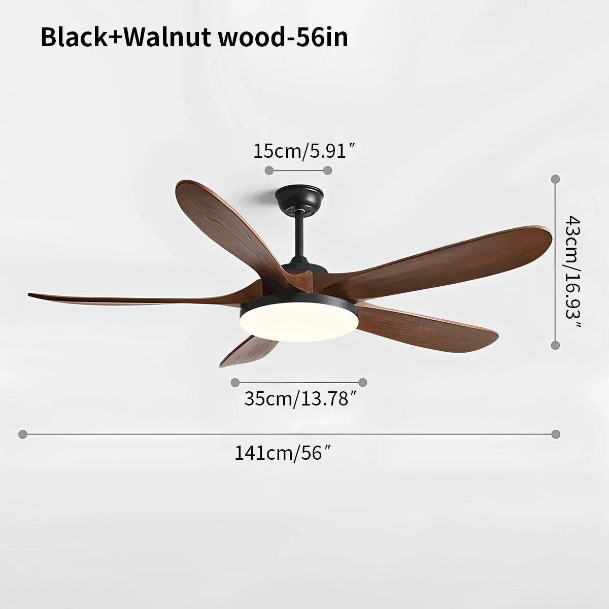 5-Leaf Wood Ceiling Fan Light – Wood detail 7