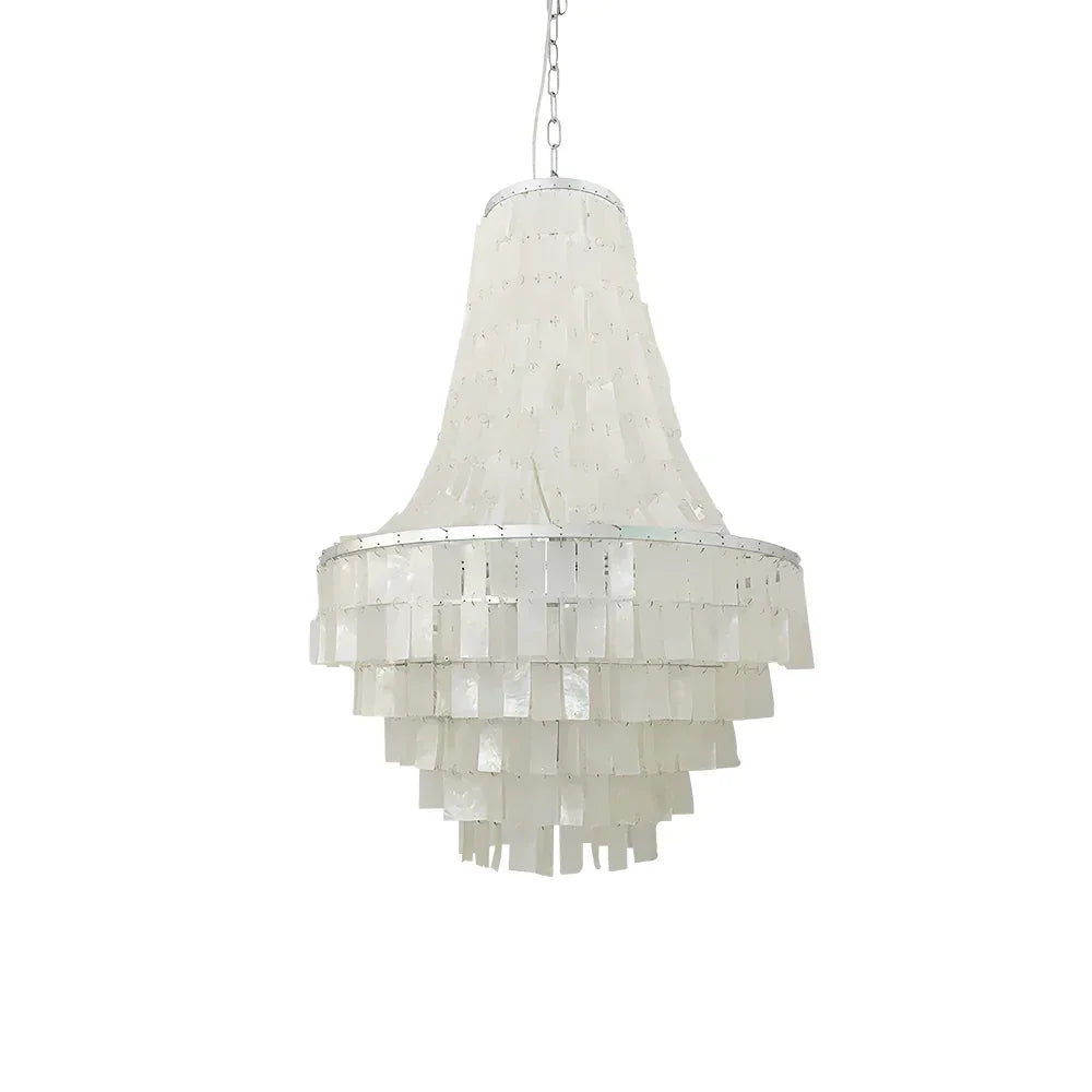 Boho Tiered Capiz Iron Chandelier