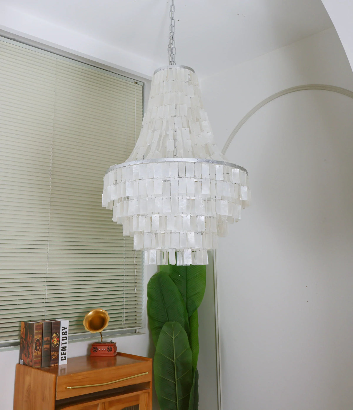 Boho Tiered Capiz Iron Chandelier – Iron detail 11