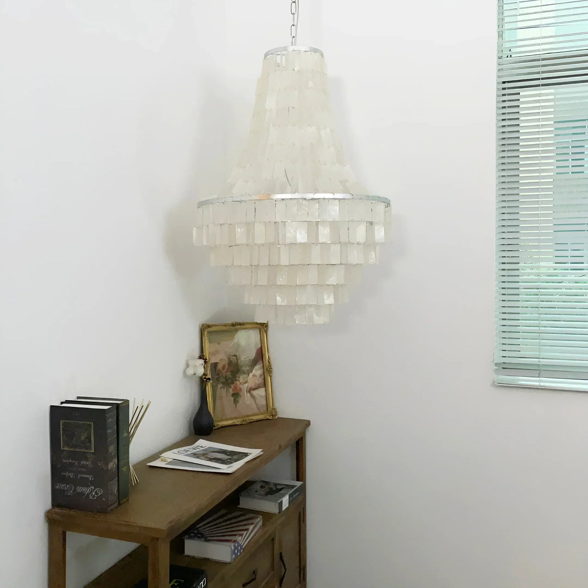 Boho Tiered Capiz Iron Chandelier – Iron detail 6