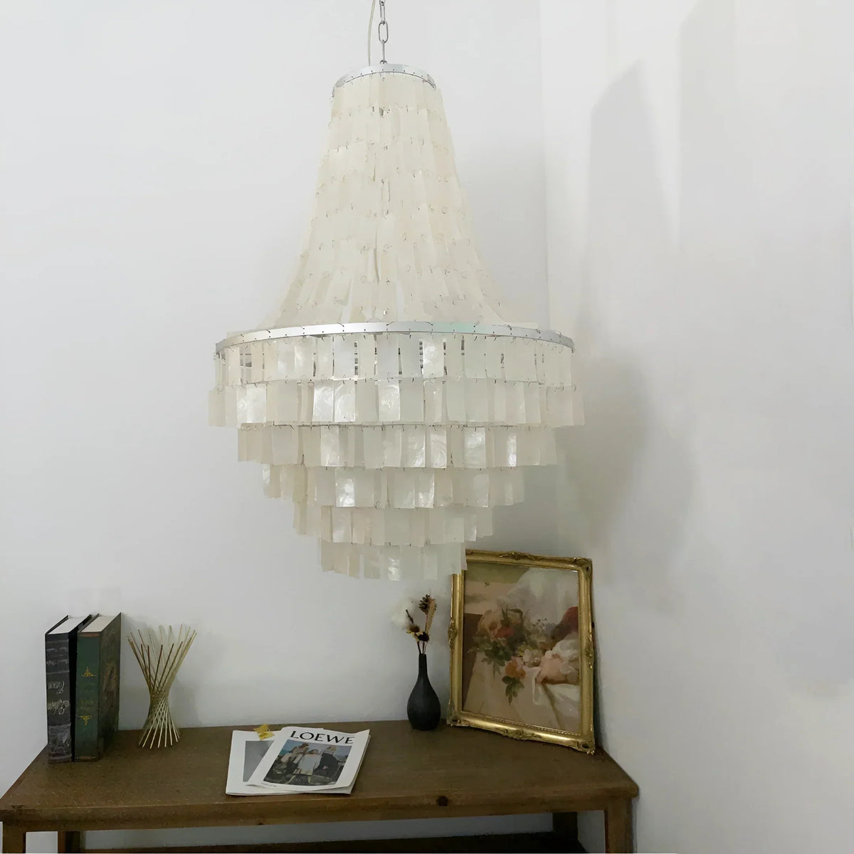 Boho Tiered Capiz Iron Chandelier – Iron detail 7