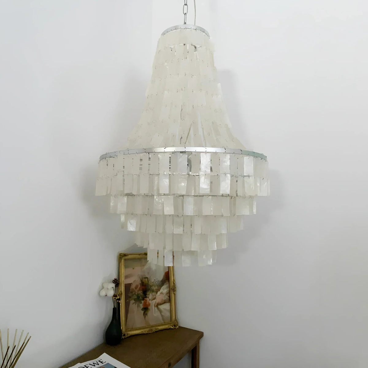 Boho Tiered Capiz Iron Chandelier – Iron detail 8