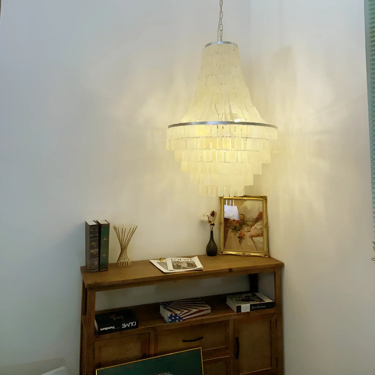 Boho Tiered Capiz Iron Chandelier – Iron detail 9