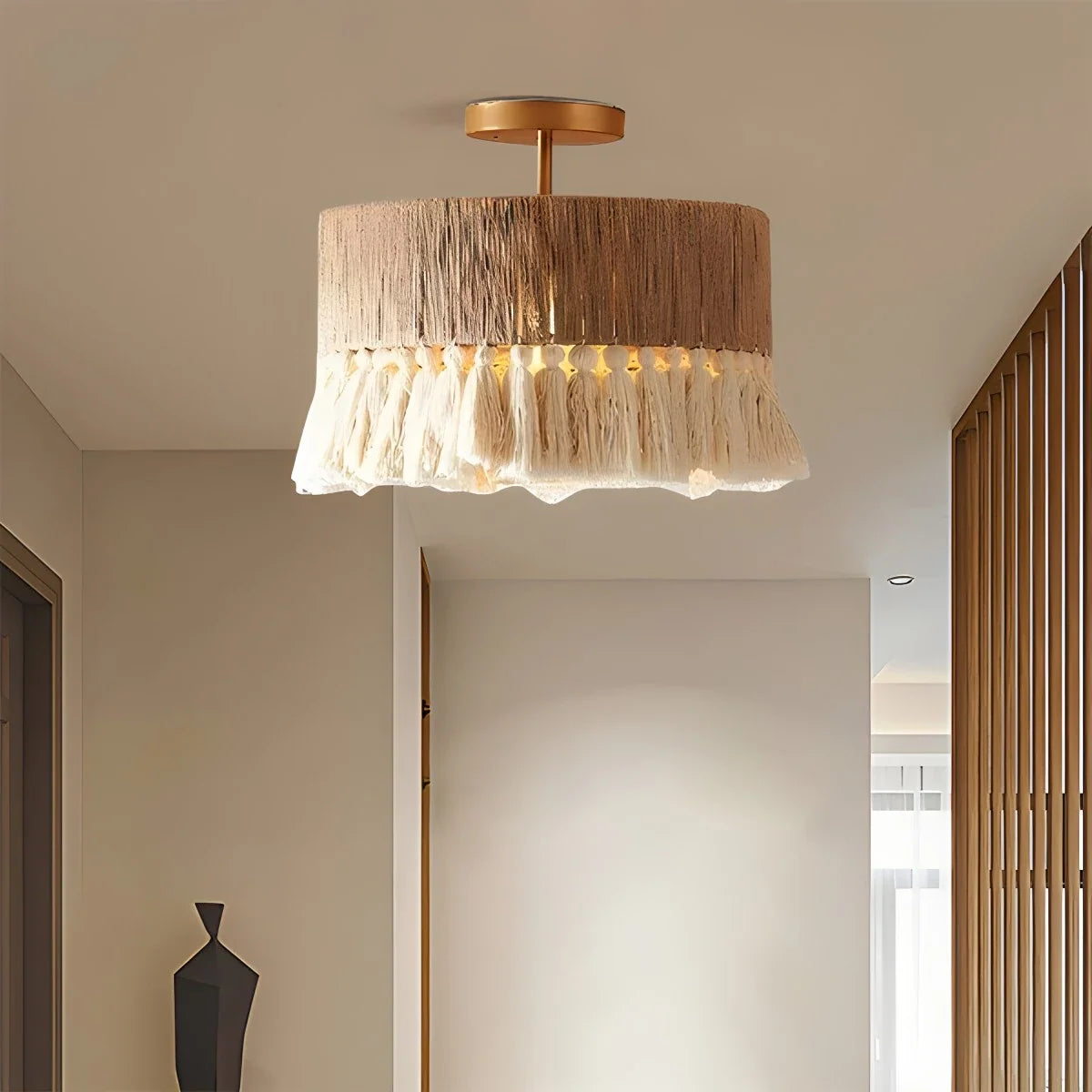 Boho Vintage Twine Fringe Pendant Light – detail 34