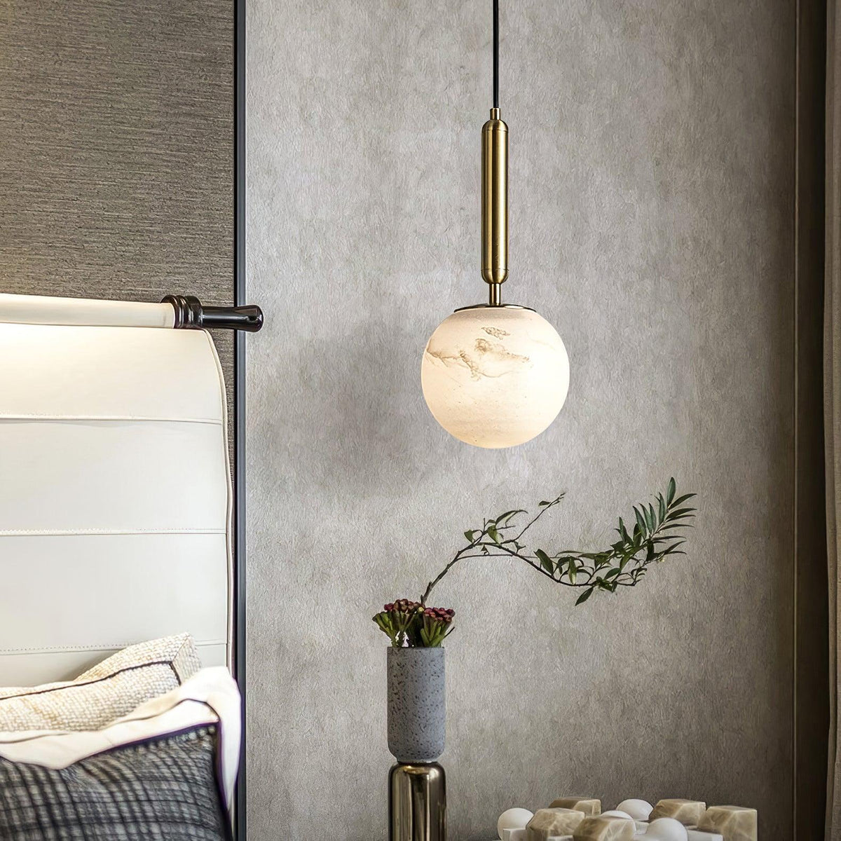 Round Bosso Alabaster Pendant Lamp – Alabaster detail 6