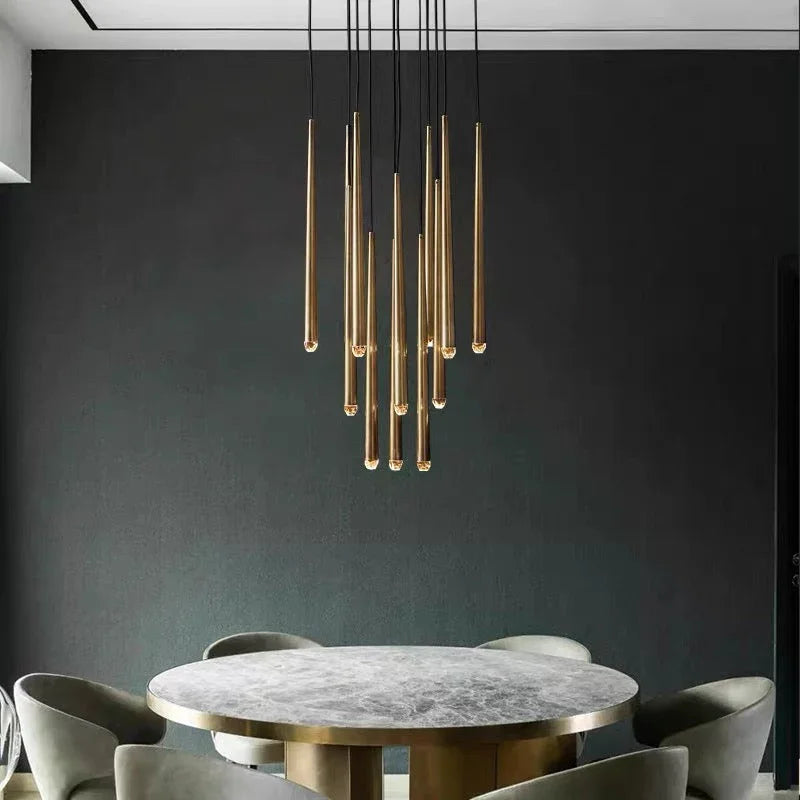 Brass Spinal Tube Combination Crystal Chandelier – Crystal detail 4