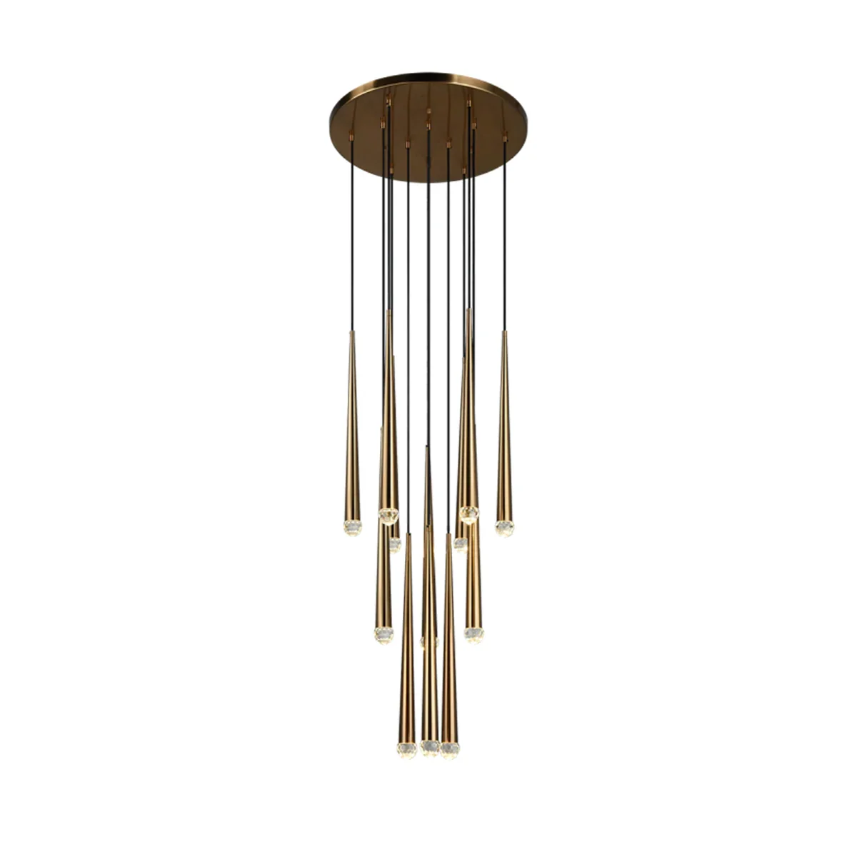 Brass Spinal Tube Combination Crystal Chandelier