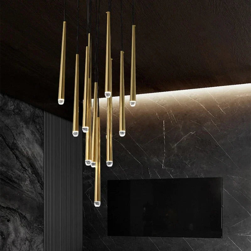 Brass Spinal Tube Combination Crystal Chandelier – Crystal detail 15