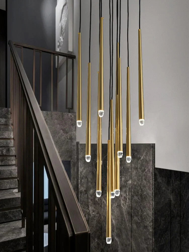 Brass Spinal Tube Combination Crystal Chandelier – Crystal detail 17