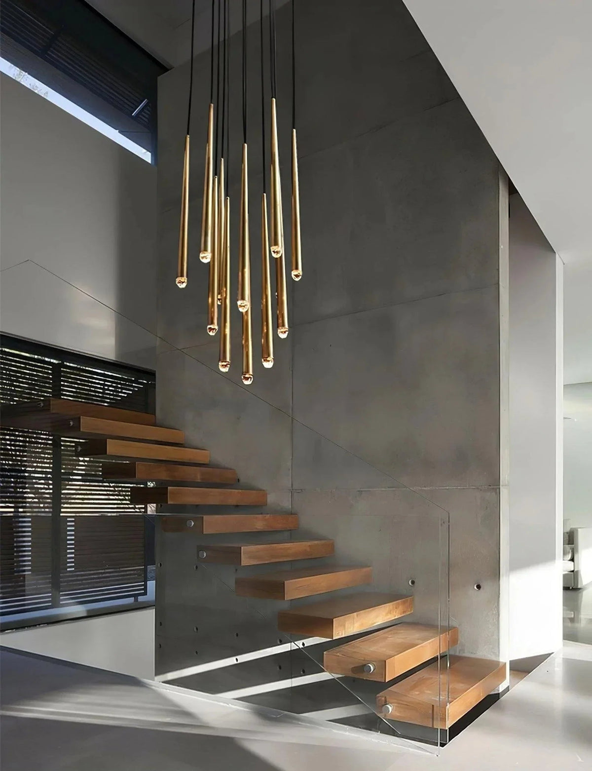Brass Spinal Tube Combination Crystal Chandelier – Crystal detail 7