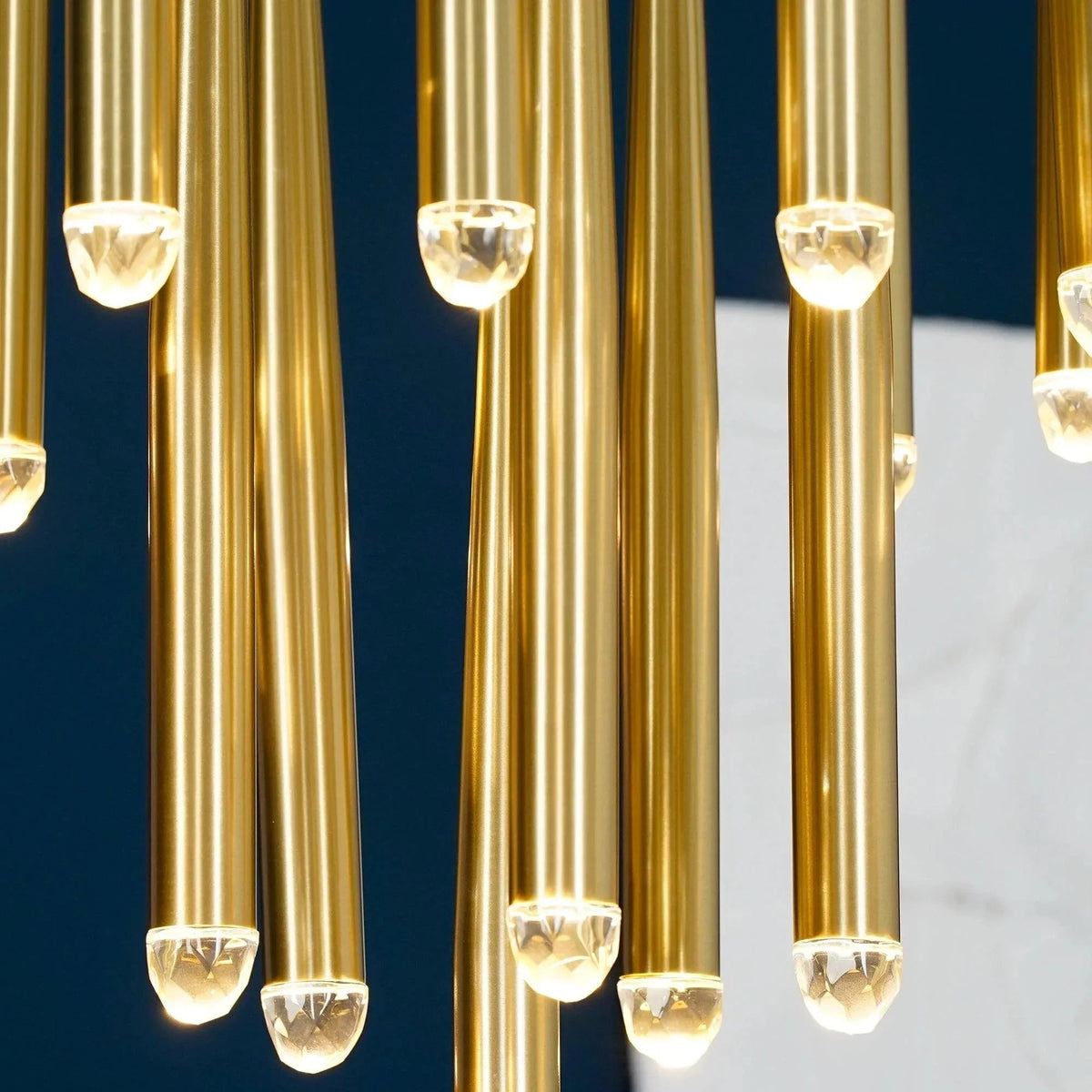 Brass Spinal Tube Combination Crystal Chandelier – Crystal detail 26