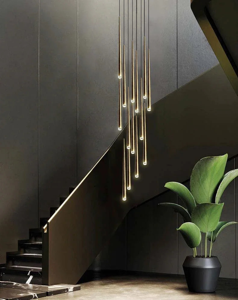 Brass Spinal Tube Combination Crystal Chandelier – Crystal detail 6