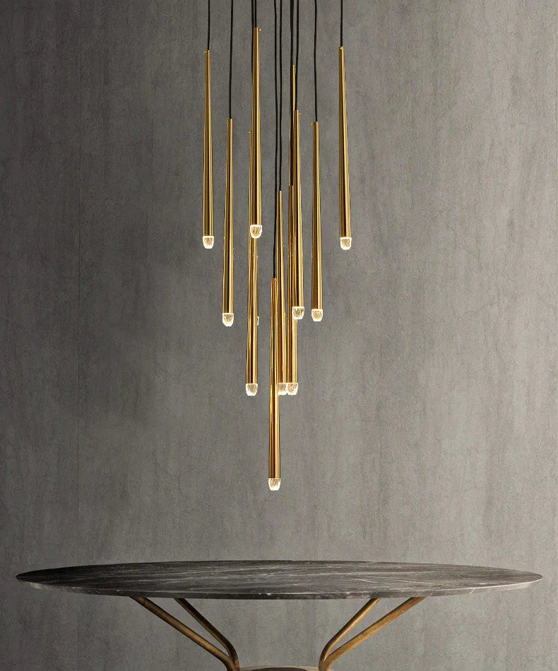 Brass Spinal Tube Combination Crystal Chandelier – Crystal detail 8