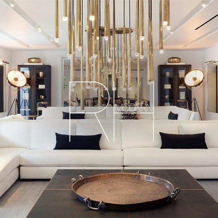 Brass Spinal Tube Combination Crystal Chandelier – Crystal detail 12