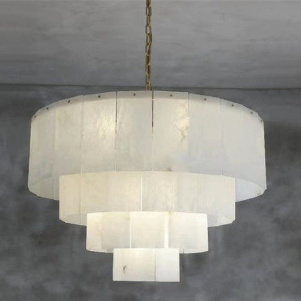 Brendra Classic Alabaster Multi-Layer Round Chandelier – Alabaster detail 2