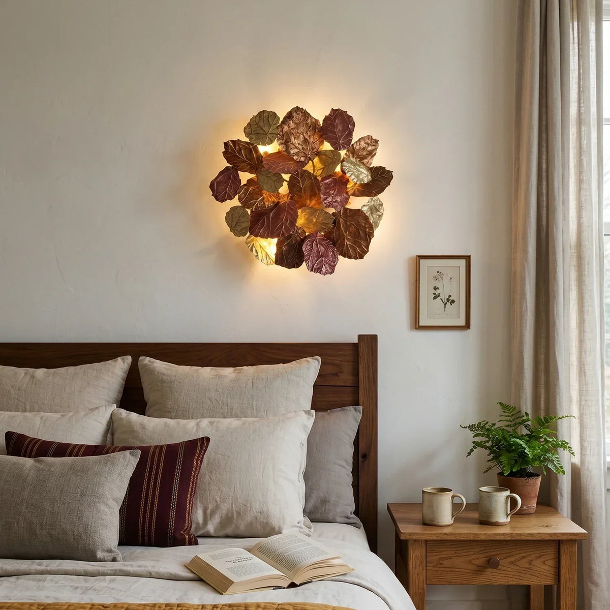 Forest Canopy Brass Leaf Wall Sconce – Brass detail 2