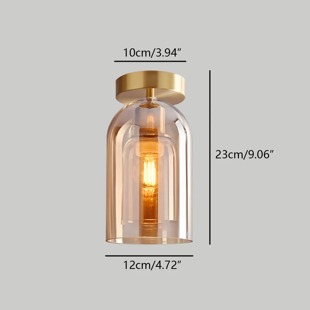 Vintage Glass Semi-Flush Ceiling Light for Entryway – Glass detail 11