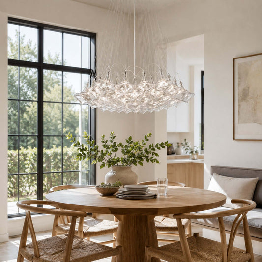 Modern Hexagonal Clear Glass Chandelier