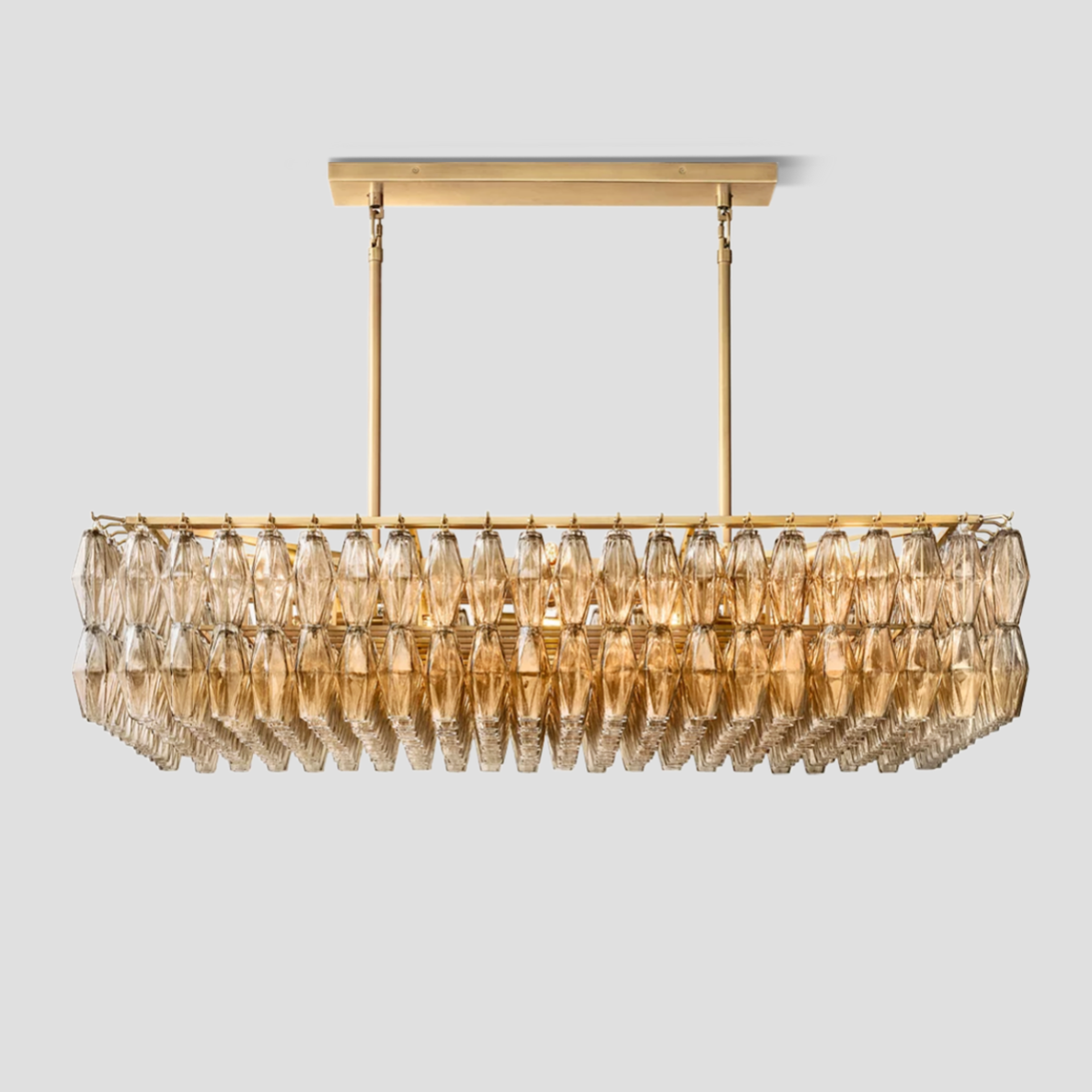 Chiara Glass Tiered Rectangular Chandelier – Glass detail 11
