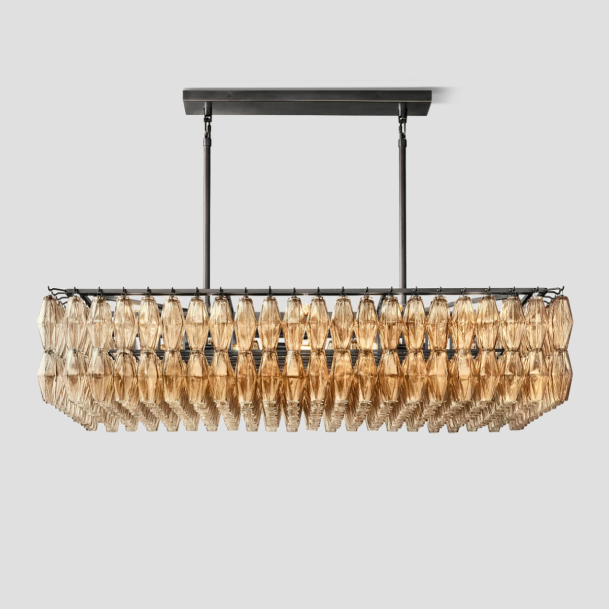 Chiara Glass Tiered Rectangular Chandelier – Glass detail 12