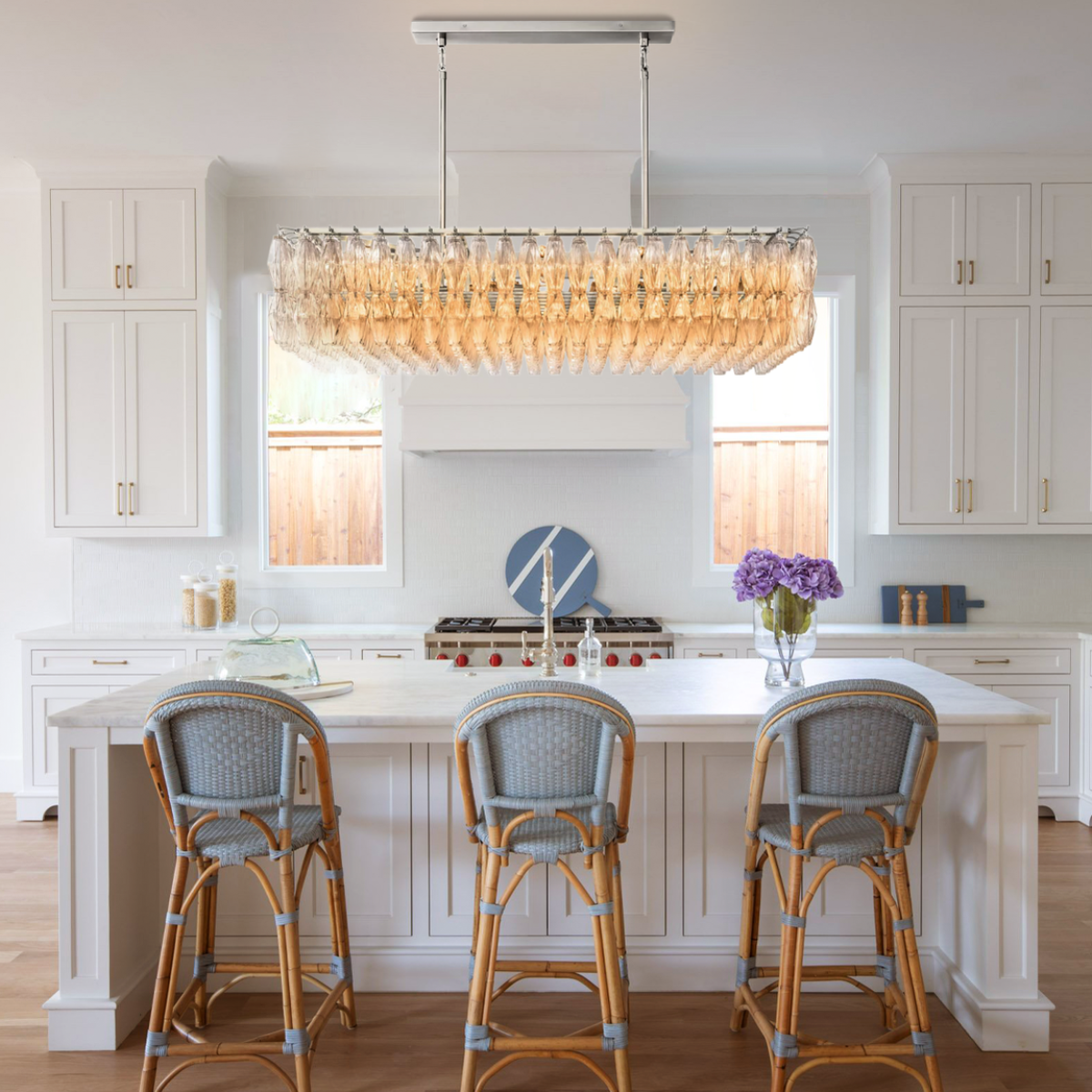 Chiara Glass Tiered Rectangular Chandelier – Glass detail 4