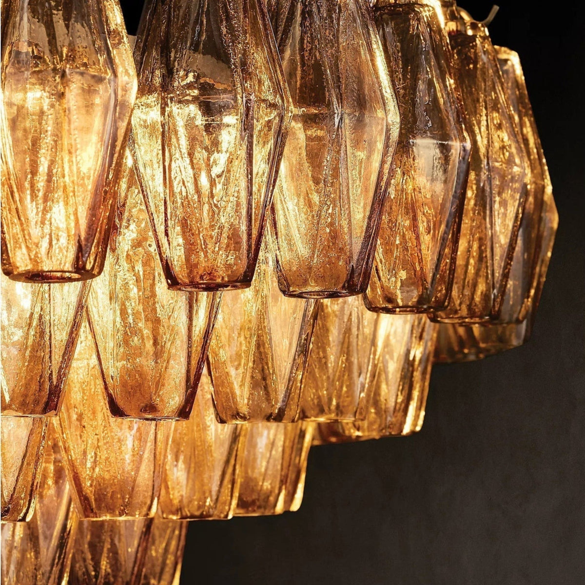 Chiara Glass Tiered Rectangular Chandelier – Glass detail 6