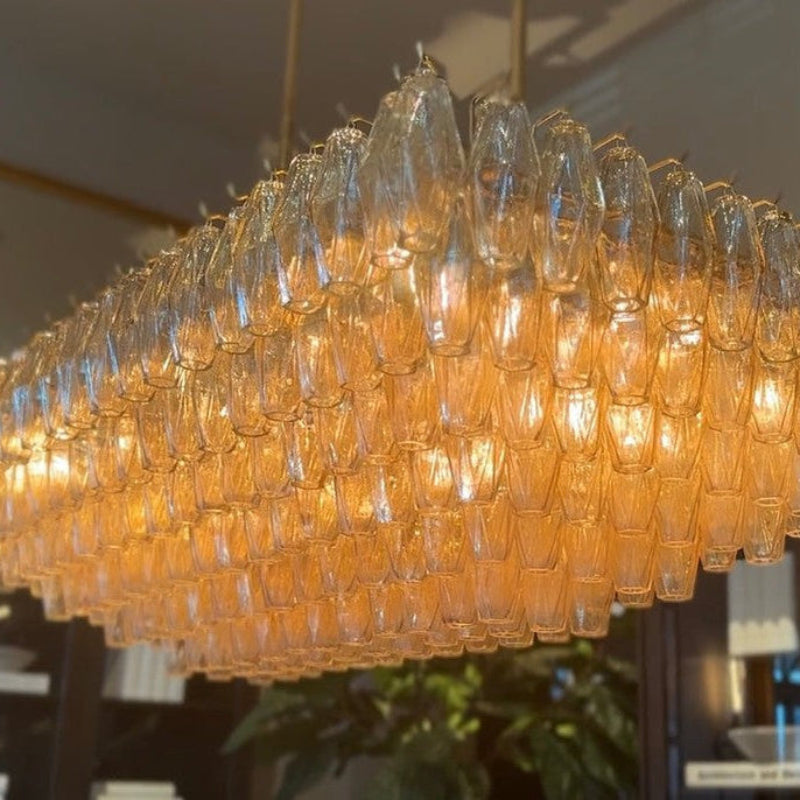 Chiara Glass Tiered Rectangular Chandelier – Glass detail 7