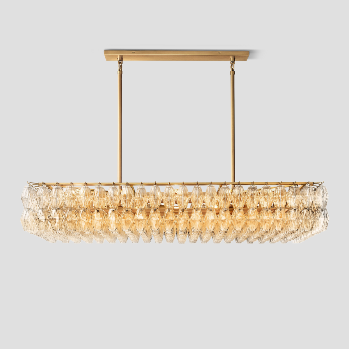 Chiara Glass Tiered Rectangular Chandelier – Glass detail 8