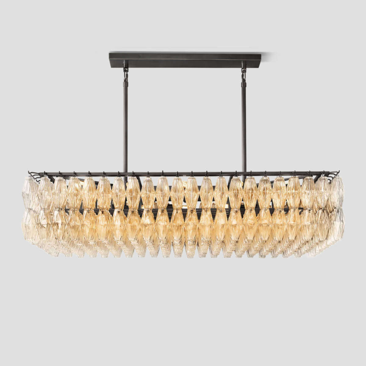 Chiara Glass Tiered Rectangular Chandelier – Glass detail 9